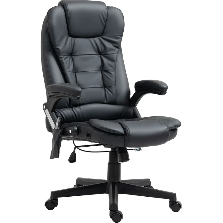 Elektrischer Massagesessel mit Heizfunktion, ergonomischer Bürostuhl mit schwarzem Kunstlederbezug – Bild 2