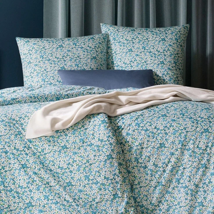 Estella Interlock Jersey Bettwäsche Tina 6545-051 cyan floral 135x200 – Bild 3