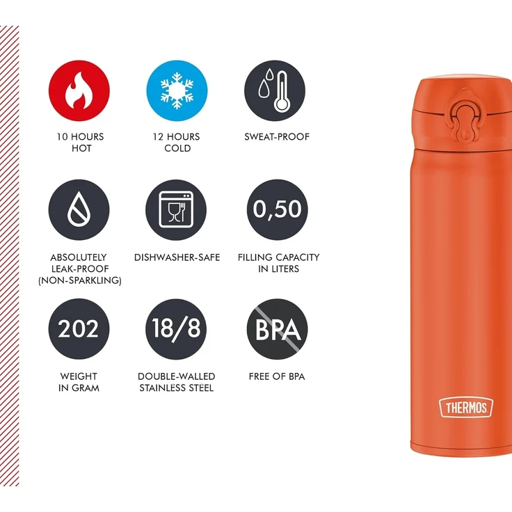 Thermos Isoliertrinkflasche Ultralight glowing orange mat 0,50l – Bild 5