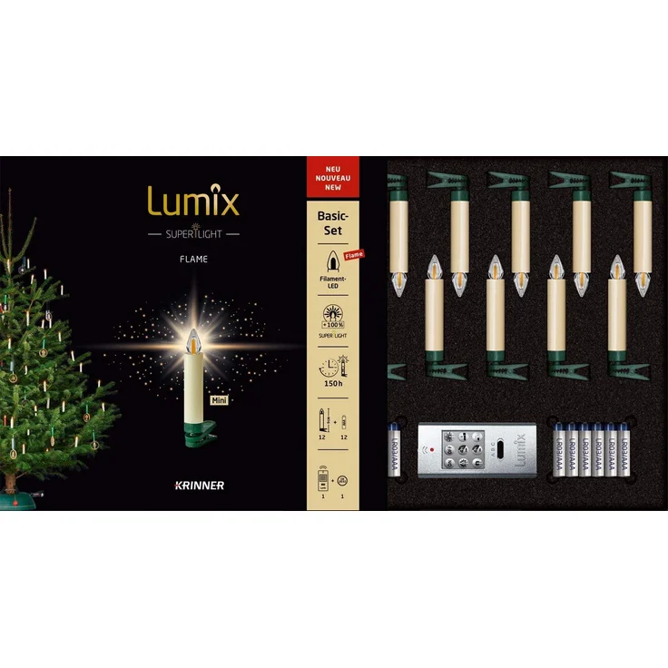 kabellose Kerzen, LUMIX SUPERLIGHT FLAME, helles warmweißes flammenähnliches Licht, elfenbeinfarben Basis-Set 12 Stück – Bild 1
