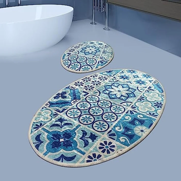 Badezimmerteppich-Set, 2-teilig, Mosaik, Blau – Bild 2