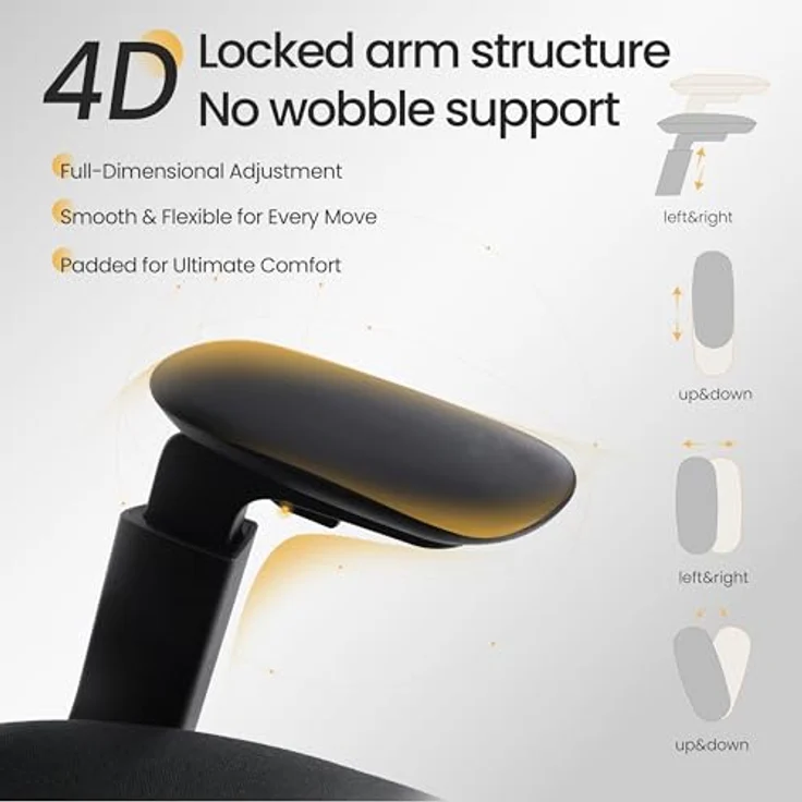 COLAMY Atlas Ergonomischer Bürostuhl Mesh, Schreibtischstuhl mit 4D-Armlehnen, Schiebesitz, Lendenstütze, Hoher Rückenlehne für Homeoffice,Dunkelgrau – Bild 4