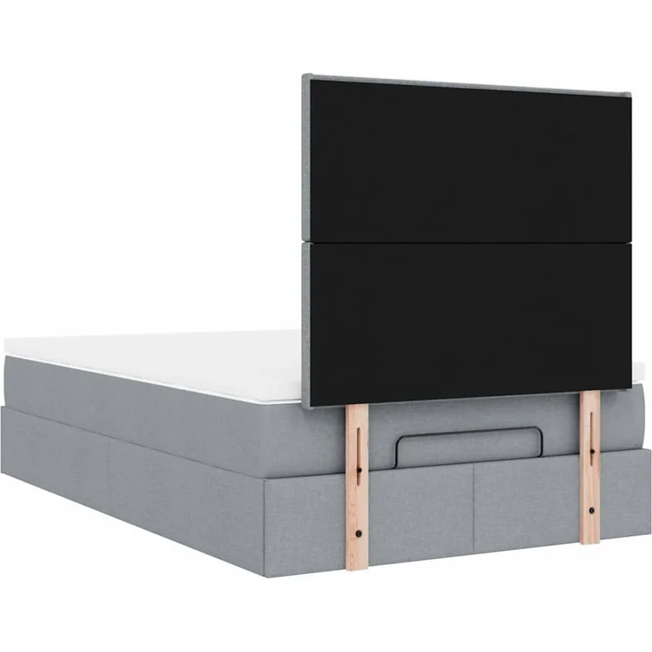 vidaXL Ottoman-Bett mit Matratze & LEDs Hellgrau 120x200 cm Stoff 3313913 – Bild 9