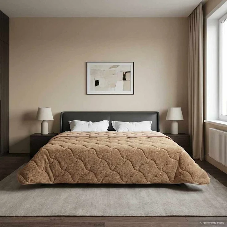 vidaXL Winterbettdecke Taupe 220x240 cm Mikrofaser und Teddy-Fleece 42026358 – Bild 4