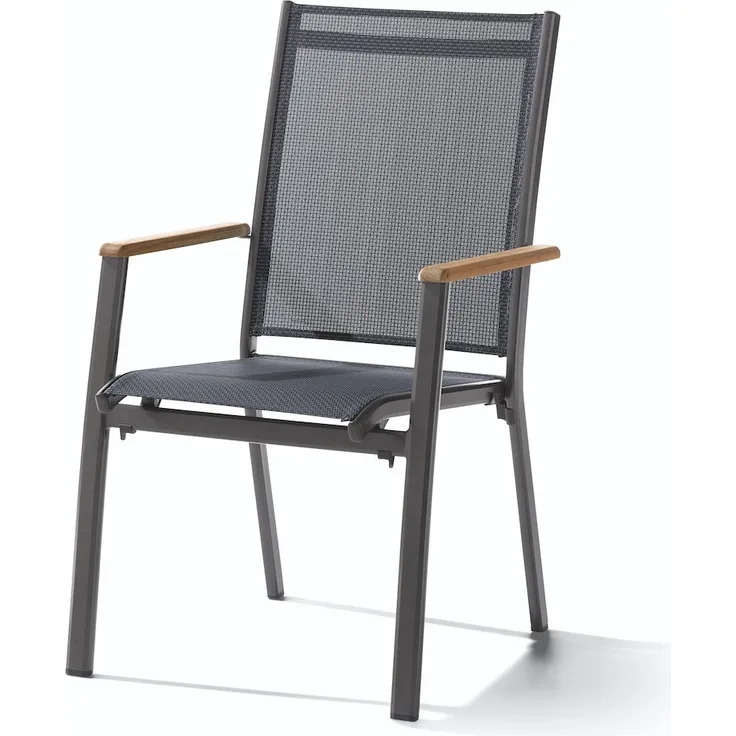 Sieger Cadiz Stapelsessel stapelbar, Aluminium Eisengrau 59 x 98 x 68 cm