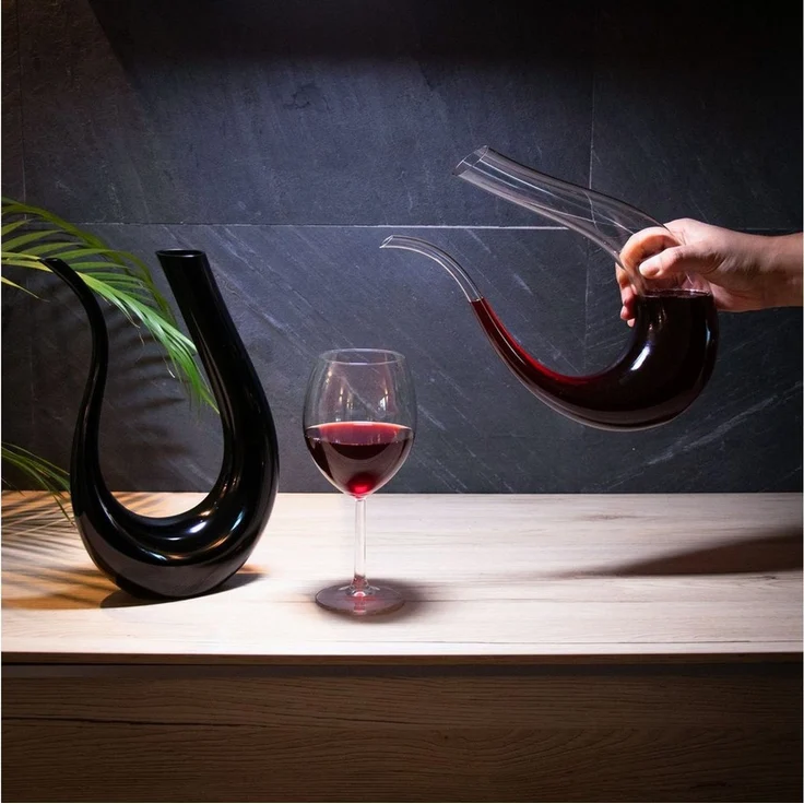 Intirilife Dekanter Weinkaraffe Rotweinkaraffe Dekanter Dekantierer Glaskaraffe 1200 ml, (1-tlg, 1x Dekanter), Wein Dekanter U-Form Glas Weinkaraffe Rotwein Dekantierer Weinbelüfter – Bild 4