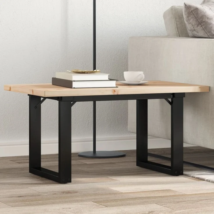 Couchtisch Sofatisch, O-Gestell 80 x 50 x 40,5 cm Massivholz Kiefer & Stahl d329e – Bild 2