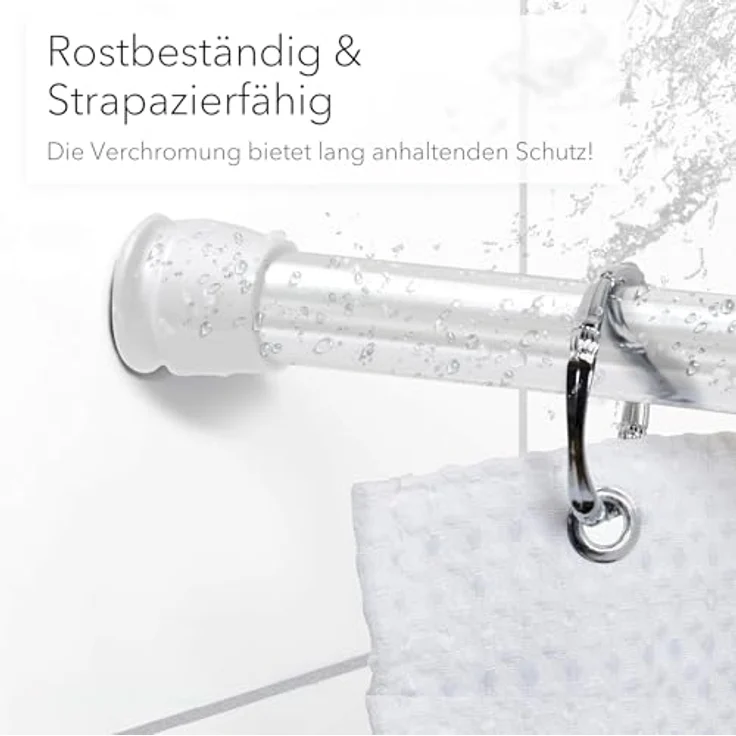 tinycurtains Klemmstange Teleskopstange 55-90 cm Türvorhangstange Duschvorhangstange Badstange, Ø 0.22 mm, 1-läufig, ausziehbar, klemmbar, geklemmt, Metall, Stange für Türvorhang ohne Bohren stufenlos verstellbar rostfrei – Bild 10