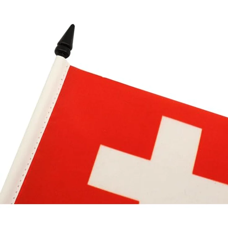 AZ FLAG Tischflagge Schweiz 21x14 cm Polyester 100D Kunststoffsockel | Für innen Helvetische Tischflagge genähte Ausführung mit verstärkten Kanten mit Kunststoffstab 100D Polyester – Bild 4