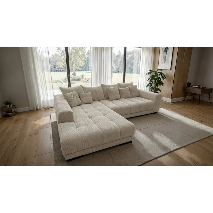 Massivart® Ecksofa Cord 300x215 cm / Nosagfederung / Cordsofa / ARTEMIS, inkl. Kissen-Set · frei im Raum stellbar – Bild 5