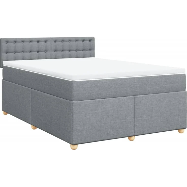 vidaXL Boxspringbett mit Matratze Hellgrau 140x190 cm Stoff 3288989 – Bild 3