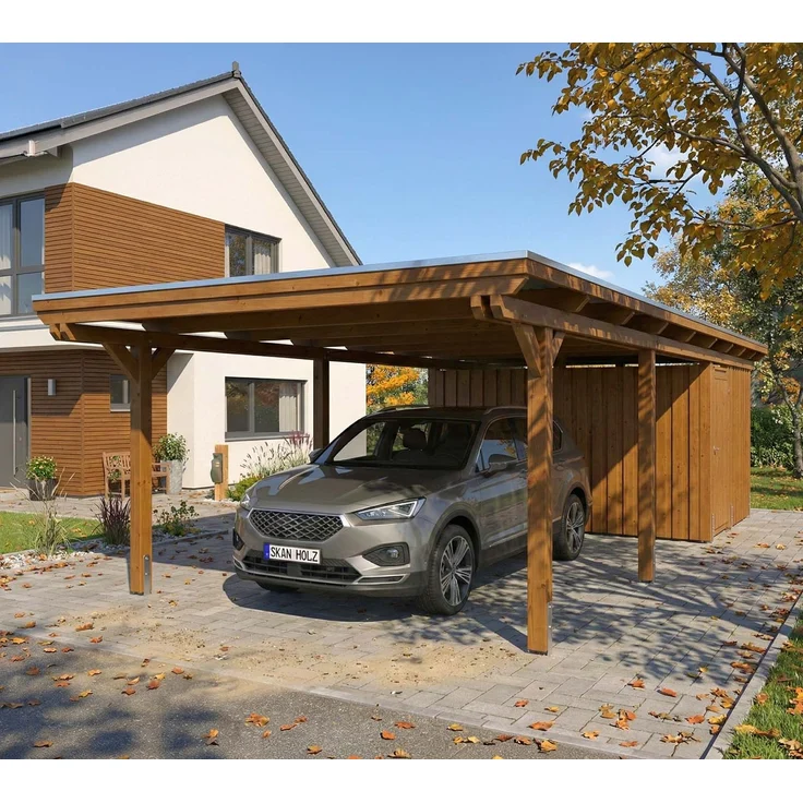 Skan Holz Emsland | Holz Carport mit Schuppen |