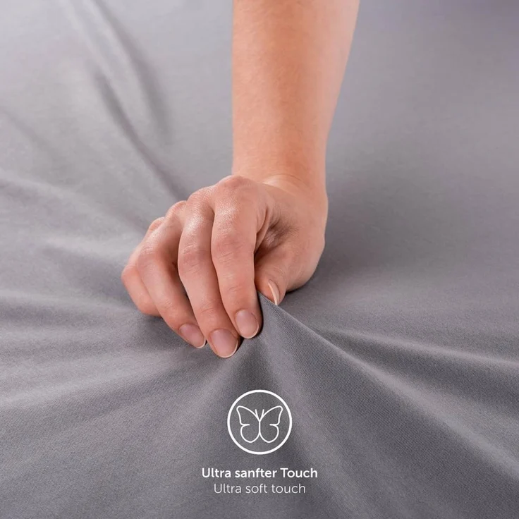 Blumtal® Baumwolle Spannbettlaken 90x190 cm Basics Jersey - Bettlaken 90x190 cm - Oeko-TEX zertifiziertes Spannbetttuch 90x190 cm - Matratzenbezug 90x190 cm - Leintuch - Bettbezug - Schwarz – Bild 5
