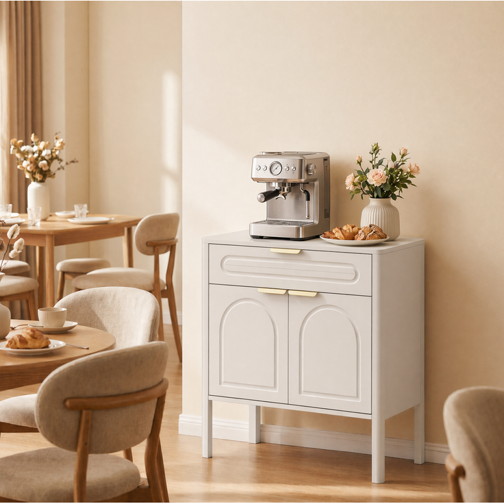 DESVIAE Sideboard Weiß aus Holzwerkstoff – 36x78,5x75 cm – Schublade, 2 Türen