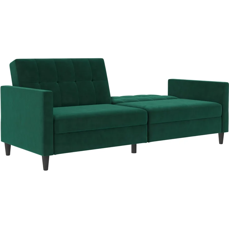 Schlafsofa >Hannover< in Dunkelrün, Samt - 203x82x83cm (BxHxT) – Bild 10