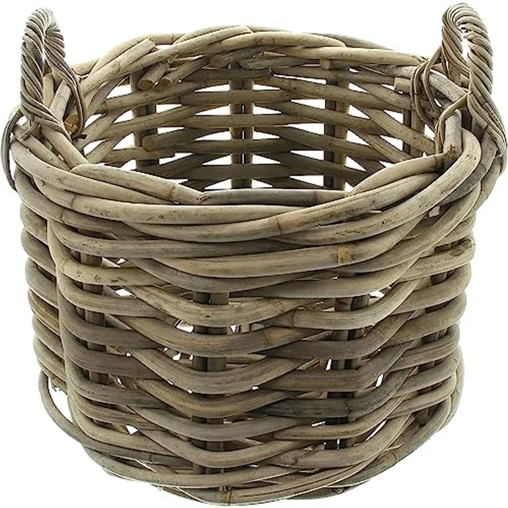 großer Rattankorb "Rustikal" Ø 50 cm, Rattan Aufbewahrungskorb, Brennholzkorb, Spielzeugkorb, Übertopf – Bild 2