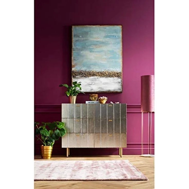 Kare Design Kommode Venice Line, Silber, Kommode mit 6 Schubladen, Holz Korpus, Stahl Beine, 89 x 106 x 40 cm (H/B/T) – Bild 2