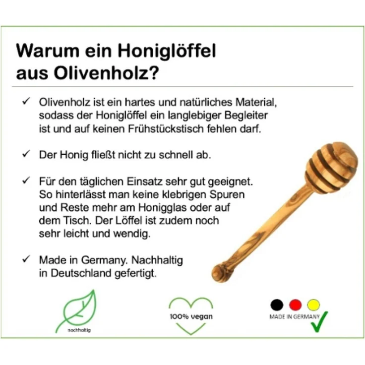 Olivenholz-erleben Marmeladenlöffel Honiglöffel aus massivem Olivenholz – Länge ca. 14 cm (1 Stück), Geschmackneutral & hygienisch, robust & langlebig, jeder ein Unikat – Bild 2