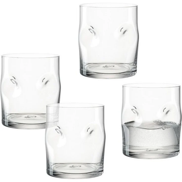LEONARDO Gläser-Set Trinkglas VESUVIO, 300 ml, 4er-Set, 4-tlg, Glas, konische Form, markantes Design - mit Einquetschungen – Bild 1