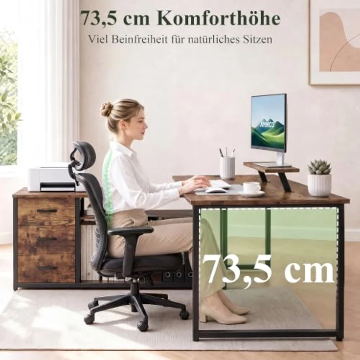 JUMMICO Schreibtisch Infinizon Series, 140 x 52 x 73,5(H) cm, Walnuss-Optik – Bild 8