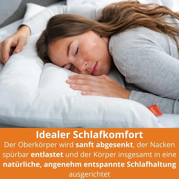 sleepling Nackenstützkissen Klappkissen, multifunktionales Kopfkissen, Füllung: Polyester, Bezug: Polyester, Seitenschläfer, Rückenschläfer, Bauchschläfer, Entspannungskissen, klappbar, Lücosoft Technologie, 80 x 80 cm – Bild 4