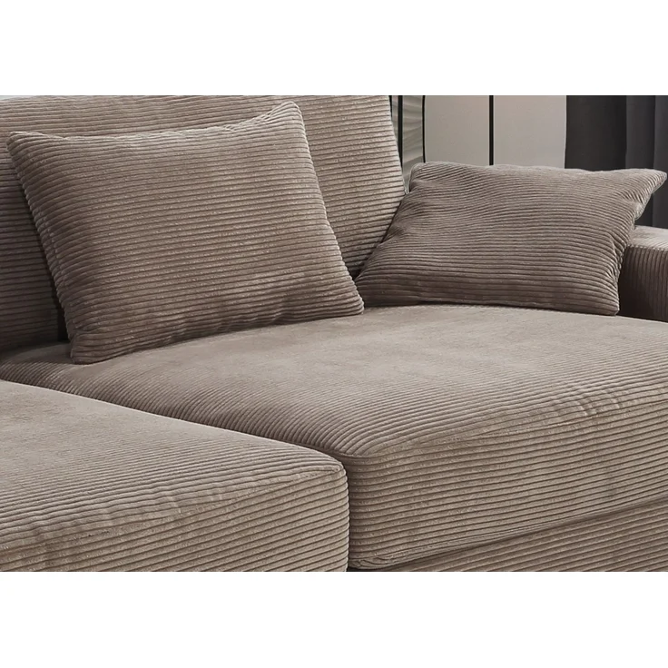 Big-Sofa 290 cm breit Federkern Polsterung tiefe Lounge Couch Cord Braun Taupe – Bild 5