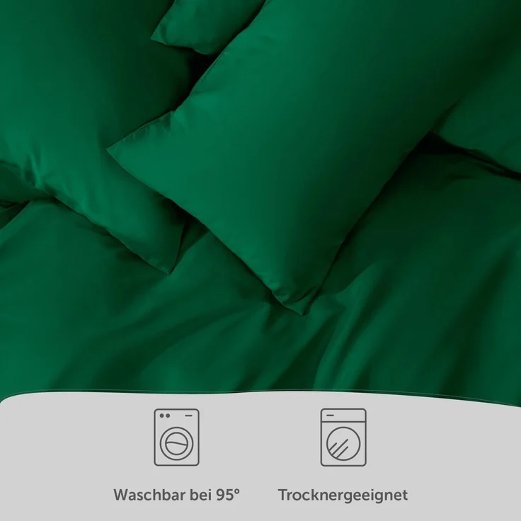 Blumtal Bettwäsche 155x200 cm + 2X Kissenbezug 80x80 cm - Oeko-TEX zertifizierter Mikrofaser Bettbezug 155x200 - Bettwäsche 155x200 3 teilig - Bettwaren & Bettwäsche - 3er Set Bettwäsche Dunkelgrün – Bild 5