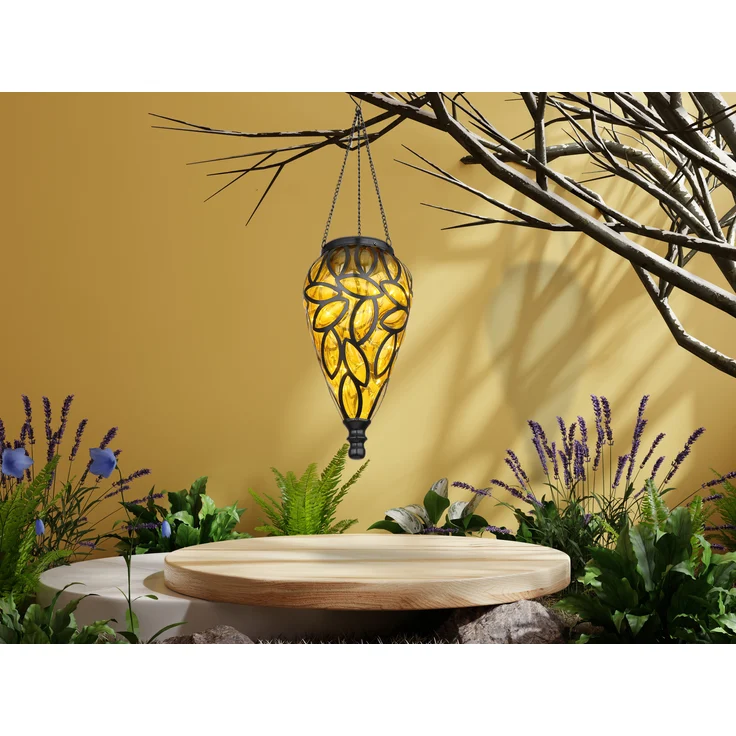 LED Solarleuchte, IP44, Akku, amber, H 50cm – Bild 2