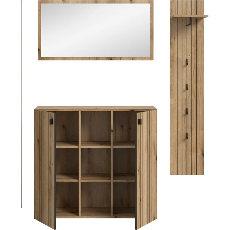 Garderobenkombination (B/H/T: 157x192x37 cm) in Evoke Oak Nachbildung – Bild 3