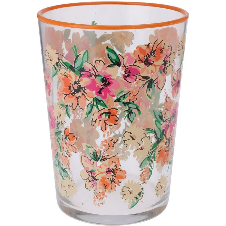 Excellent Houseware Glas Großes Glas mit Blumenmuster, 510 ml, Glas