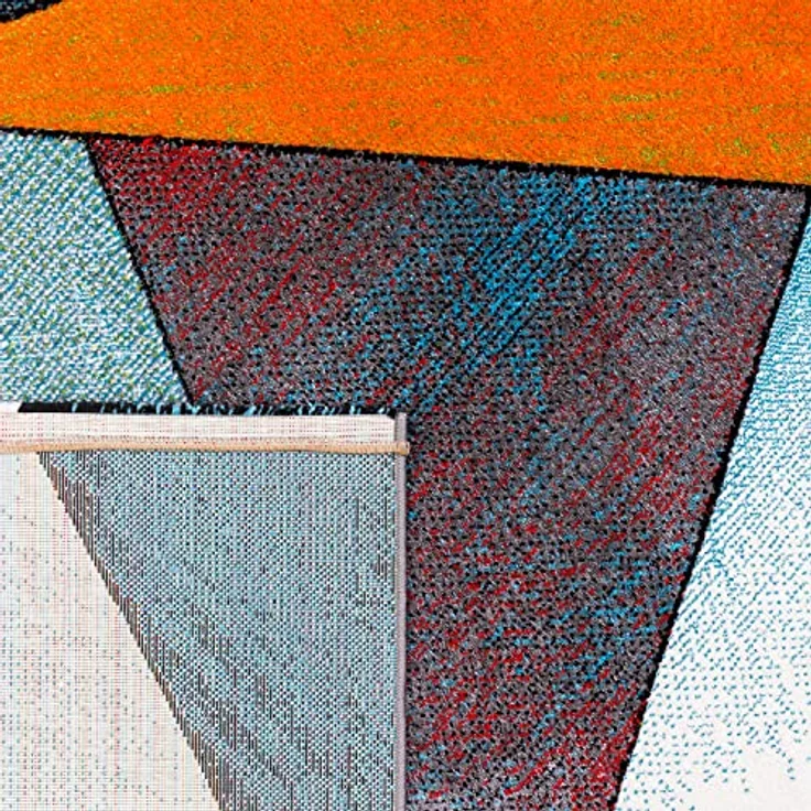 Paco Home Teppich Wohnzimmer Kinderzimmer Kurzflor Moderne 3D Optik Kariert Geometrische Muster, Grösse:60x110 cm, Farbe:Bunt 5 – Bild 6