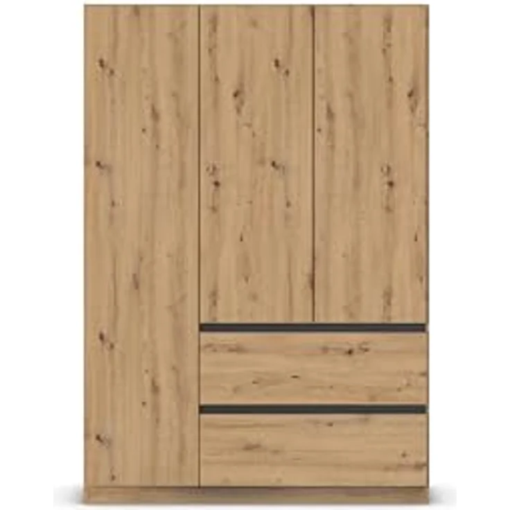 Rauch Möbel Costa, Kleiderschrank für Schlafzimmer, Kinderzimmer, Babyzimmer, Garderobe, Flur, 3-türig, 2 Schubladen, Push-to-Open, mit Zubehör Premium, Farbe Eiche Artisan, Holz, Breite 136 cm – Bild 9