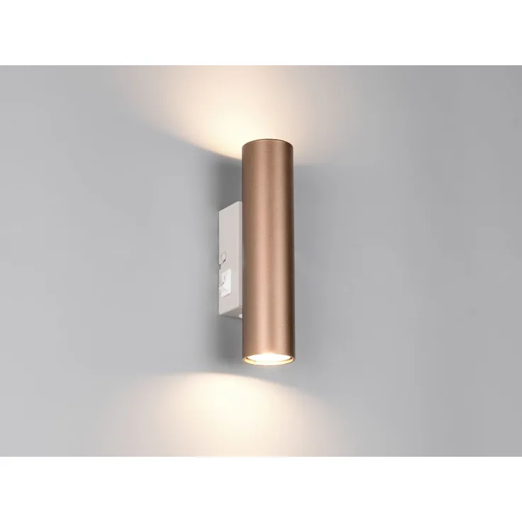 LED Wandleuchte Up and Down Coffee / Grau mit Schalter, Höhe 18cm
