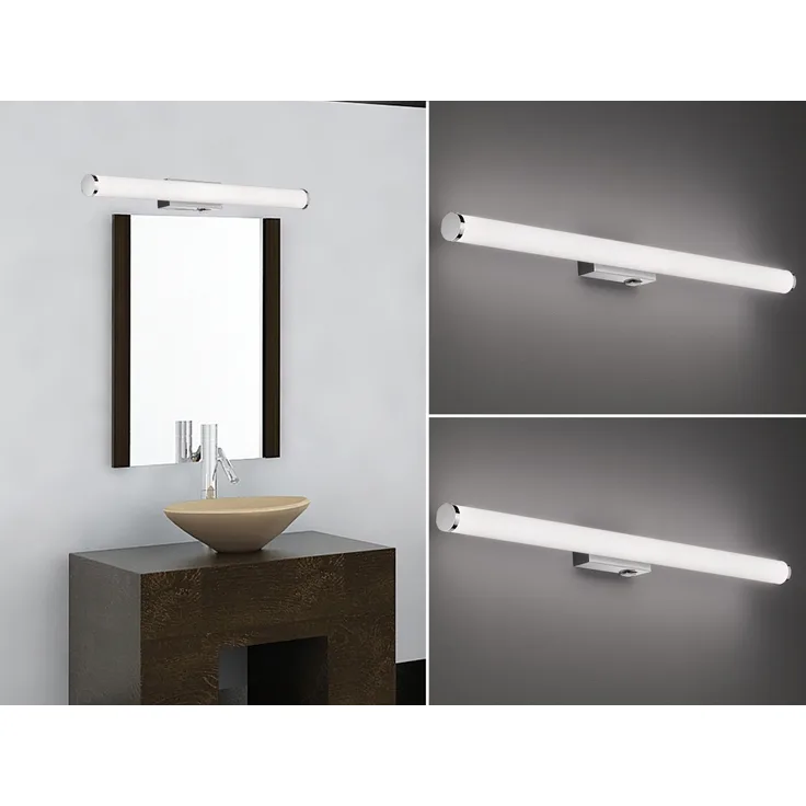 LED Bad Wandleuchten 2er Set mit Schalter Chrom - Spiegelleuchten, Breite 80cm