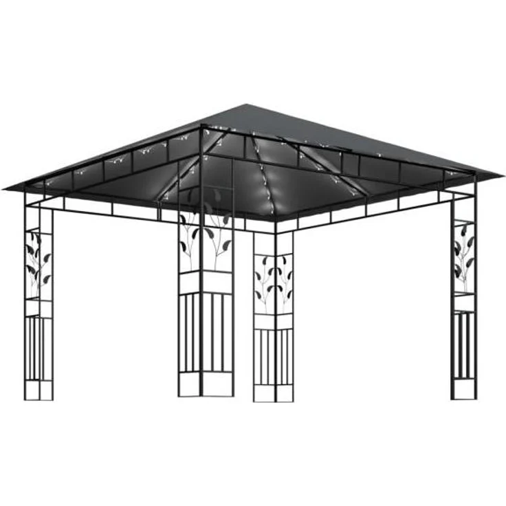 vidaXL Pavillon mit Moskitonetz & LED-Lichterkette 3x3x2,73m Anthrazit 3070316 – Bild 9