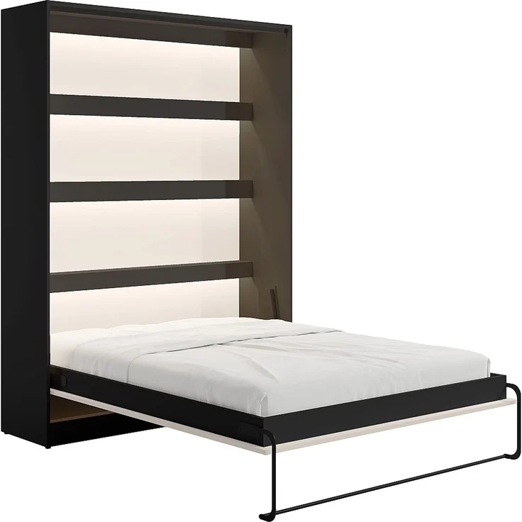 Vente-unique - RAPILI - Schrankbett - Metall - Schwarz, Beige - 179 x 239.2 x 225.2 cm – Bild 4