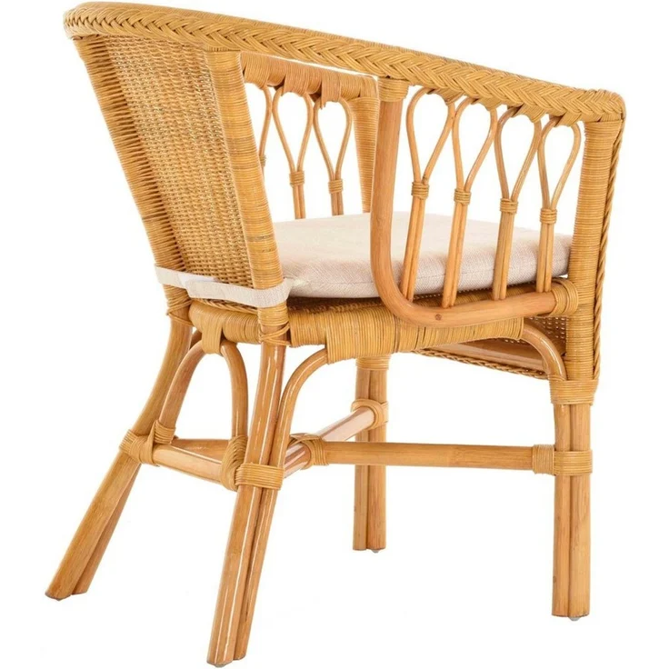 Krines Home Sessel Stapelbarer Rattansessel Bistro Sessel mit Armlehnen Flechtsessel (Sessel nach Auswahl ohne oder mit Polster), in Handarbeit geflochten, Rattanstuhl, Rattan Stuhl – Bild 3