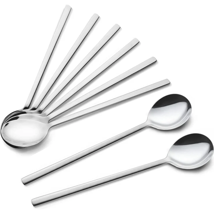 Löffel, 8 Stück koreanische Edelstahl-Löffel, 21,6 cm Suppenlöffel, langer Griff, Esslöffel, Reislöffel, Tischlöffel für Zuhause, Küche oder Restaurant – Bild 1