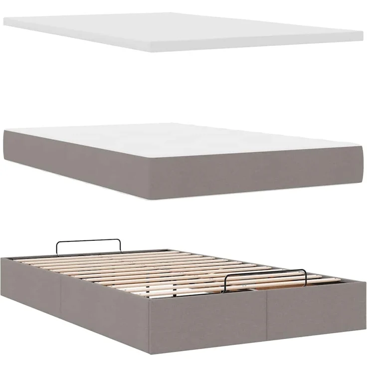 vidaXL Ottoman-Bett mit Matratze & LEDs Taupe 120x200 cm Stoff 3314000 – Bild 7