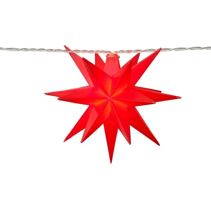 Bonetti 3D Leuchtstern inkl. warm-weißer LED Beleuchtung | für Innen und Außen geeignet | hängend | 7,5 m Zuleitung (rot, Stern-Lichterkette (batteriebetrieben)) – Bild 3