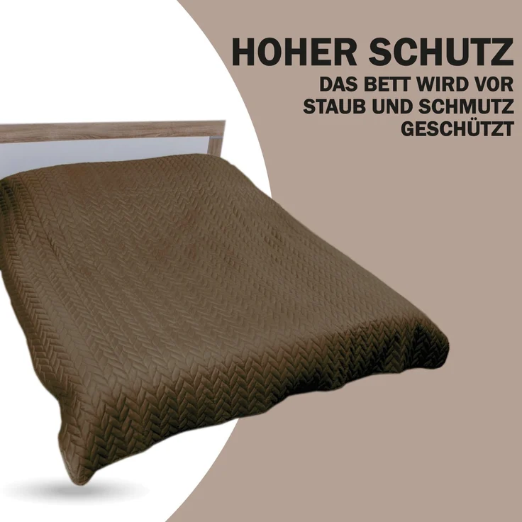 Tagesdecke XXL (220x240 cm) mit wattierter Zwischenlage (Braun) Bettüberwurf - ÖKO-Tex 100, Sommerdecke gesteppt - Steppdecke, Wendedecke – Bild 3