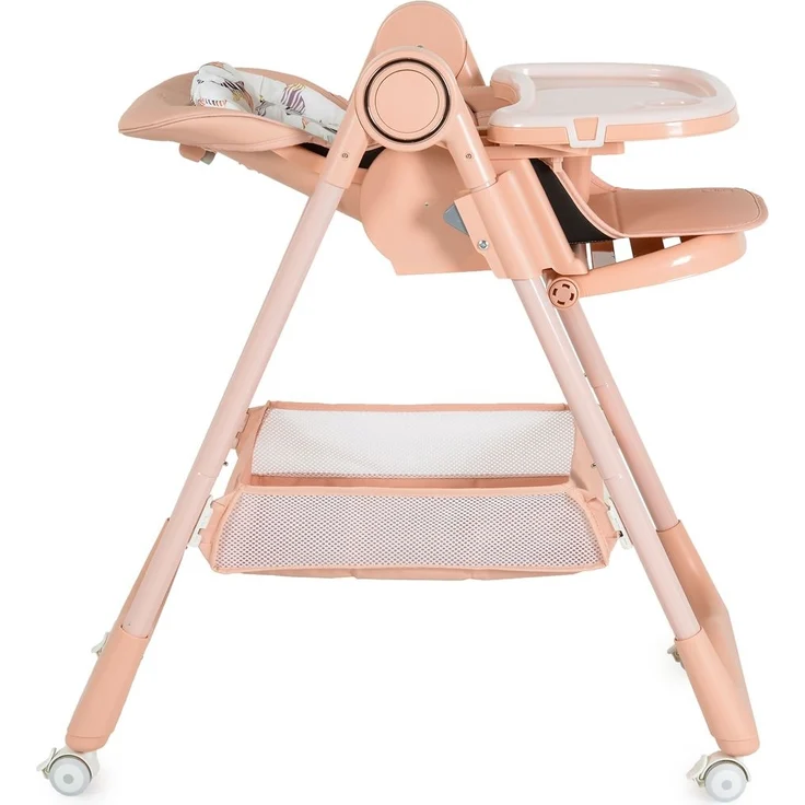 Moni Kinderhochstuhl Surprise faltbar Lätzchen Schüssel Löffel Gabel Räder Korb rosa – Bild 3