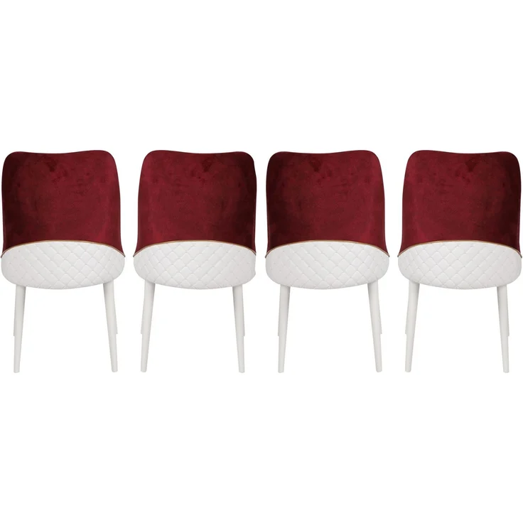 Skye Decor 'Nova 081 V4' Stuhlset (4-teilig), Weinrot / Weiß, 50 x 90 x 49 cm – Bild 3