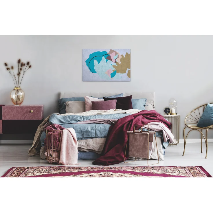 Abstrakte Kunst Leinwandbild Blau Grau Braun 90x60 DD120483 Wandbild Leinwand – Bild 5