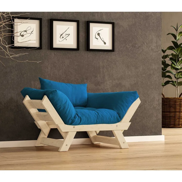 Skye Decor 'CPT8146-140' Garten-Sessel, Natur / Blau, 108-140 x 75 cm