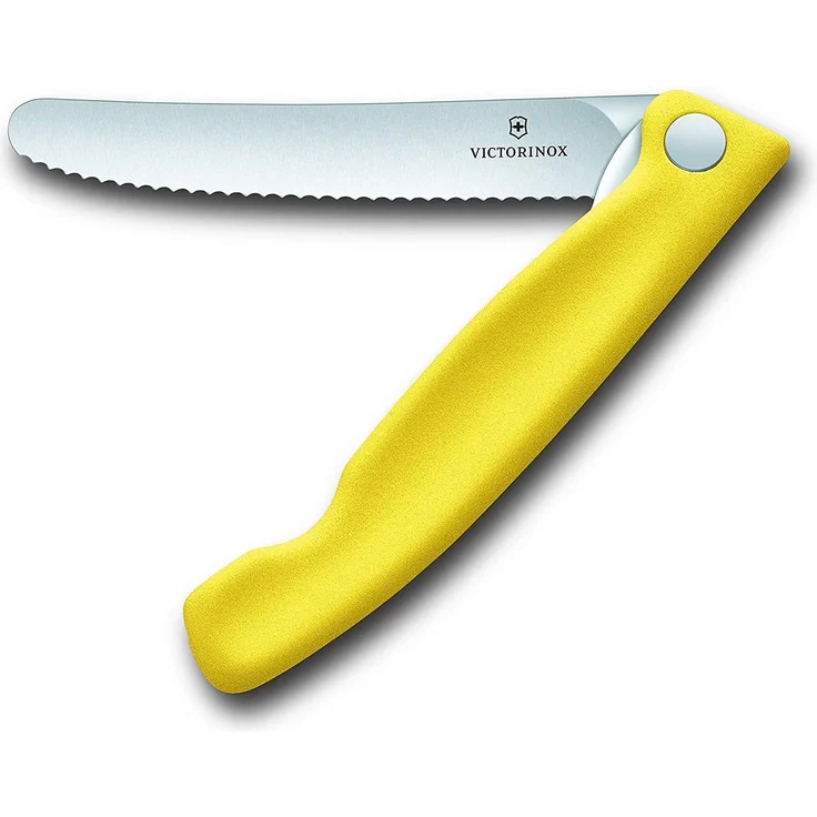 Victorinox Swiss Classic faltbares Gemüsemesser Wellenschliff (11 cm), Gelb – Bild 2