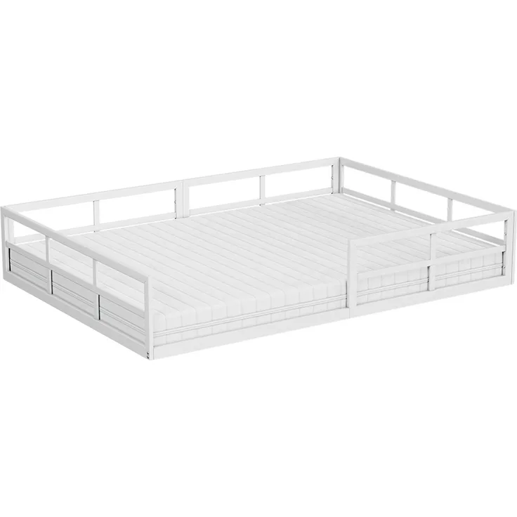 Bodenbett aus Metall Minno Weiß 140x200 mit Matratze Vitalispa