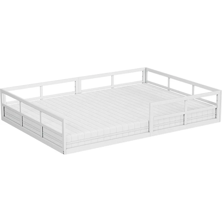 Bodenbett aus Metall Minno Weiß 140x200 mit Matratze Vitalispa – Bild 1