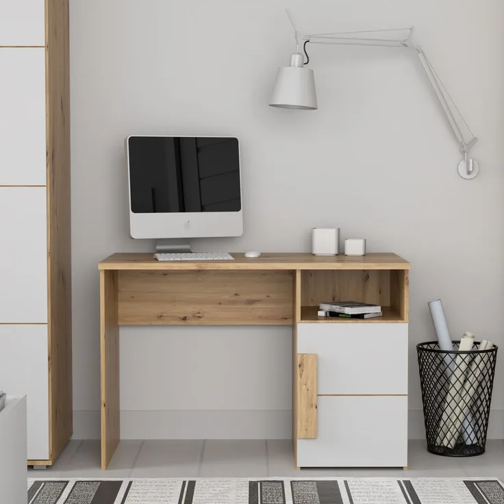 FORTE Arkina Schreibtisch, Holzwerkstoff, Braun/Weiß, 110 x 75,3 x 60 cm