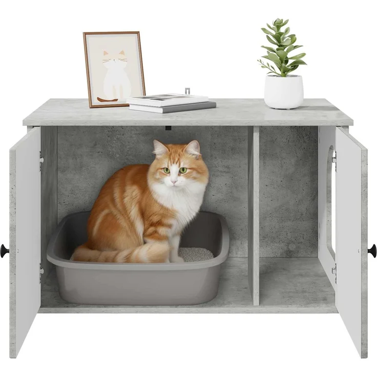 vidaXL Katzenhaus Beton 85 x 55 x 50 cm Holzwerkstoff 8000728 – Bild 11